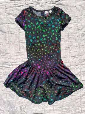 Dot Dot Smile Black Fitted Dress Rainbow Star 3 4 Girl Party Sensory Soft Play